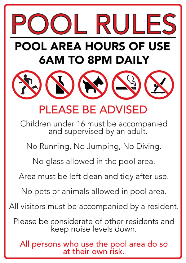 Pool Rules Signs and Other Solutions