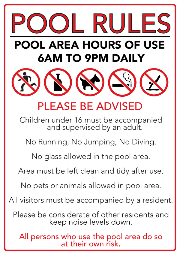 Pool Rules Signs and Other Solutions