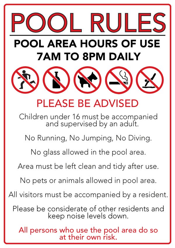 Pool Rules Signs and Other Solutions