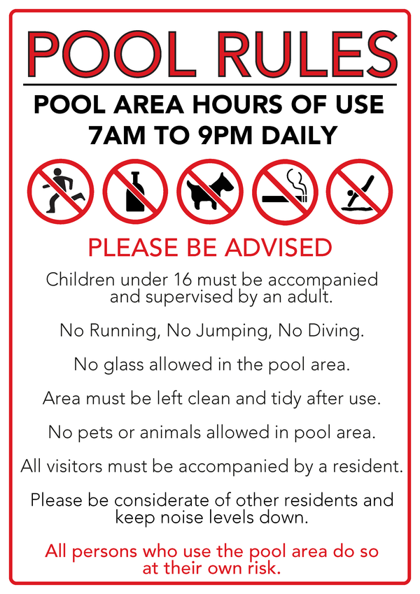 Pool Rules Signs and Other Solutions