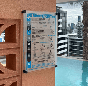 Premium 6mm Green Edge Acrylic CPR Signs on Standoff Fixings - www.cprsigns.com.au