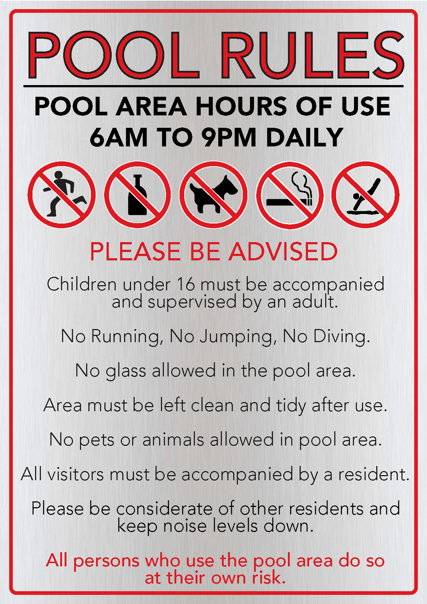 Pool Rules & Depth Signs | Essential Compliance Signage – www.cprsigns ...