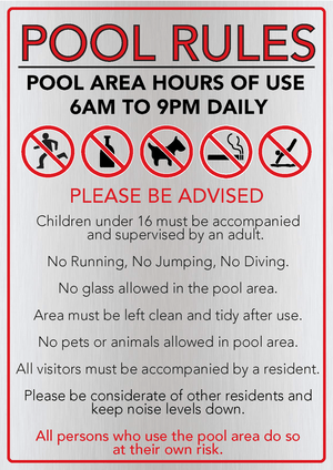 Pool Rules and Pool Safety Signs