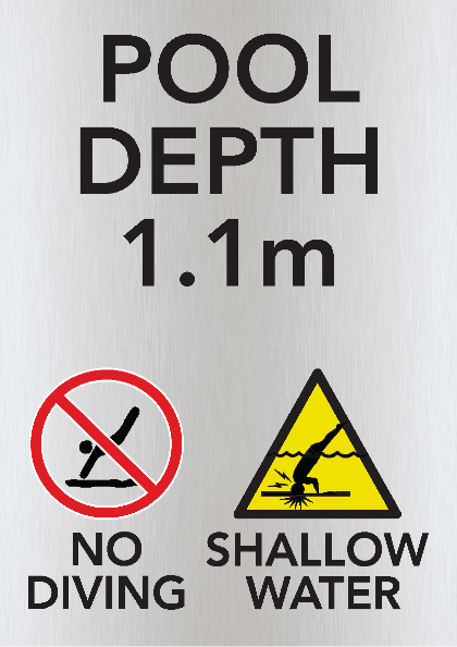 No Diving - Pool Depth Signs