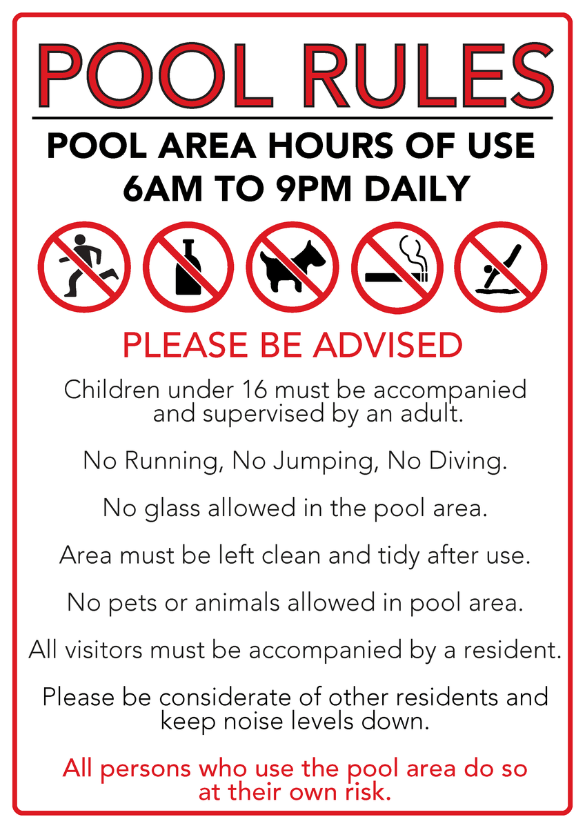 Pool Rules Signs and Other Solutions for Property Managers – www ...
