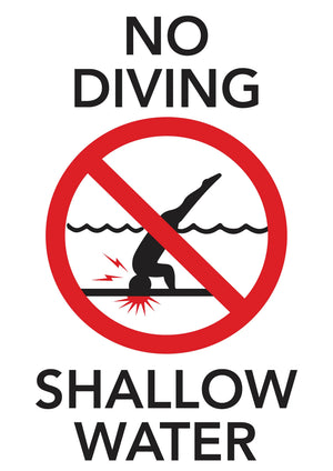 No Bombing / No Diving/ Shallow Water - www.cprsigns.com.au