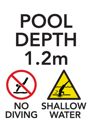 Pool depth 0.1m no diving shallow water white