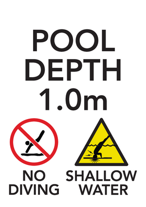Pool depth 0.3m no diving shallow water white