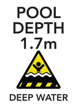 Pool depth 1.5m no diving white