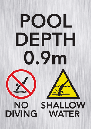 Pool Depth Signs – Brushed Aluminium www.cprsigns.com.au