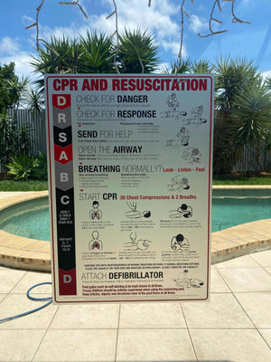 Glass pool fence DRSABCD CPR decal